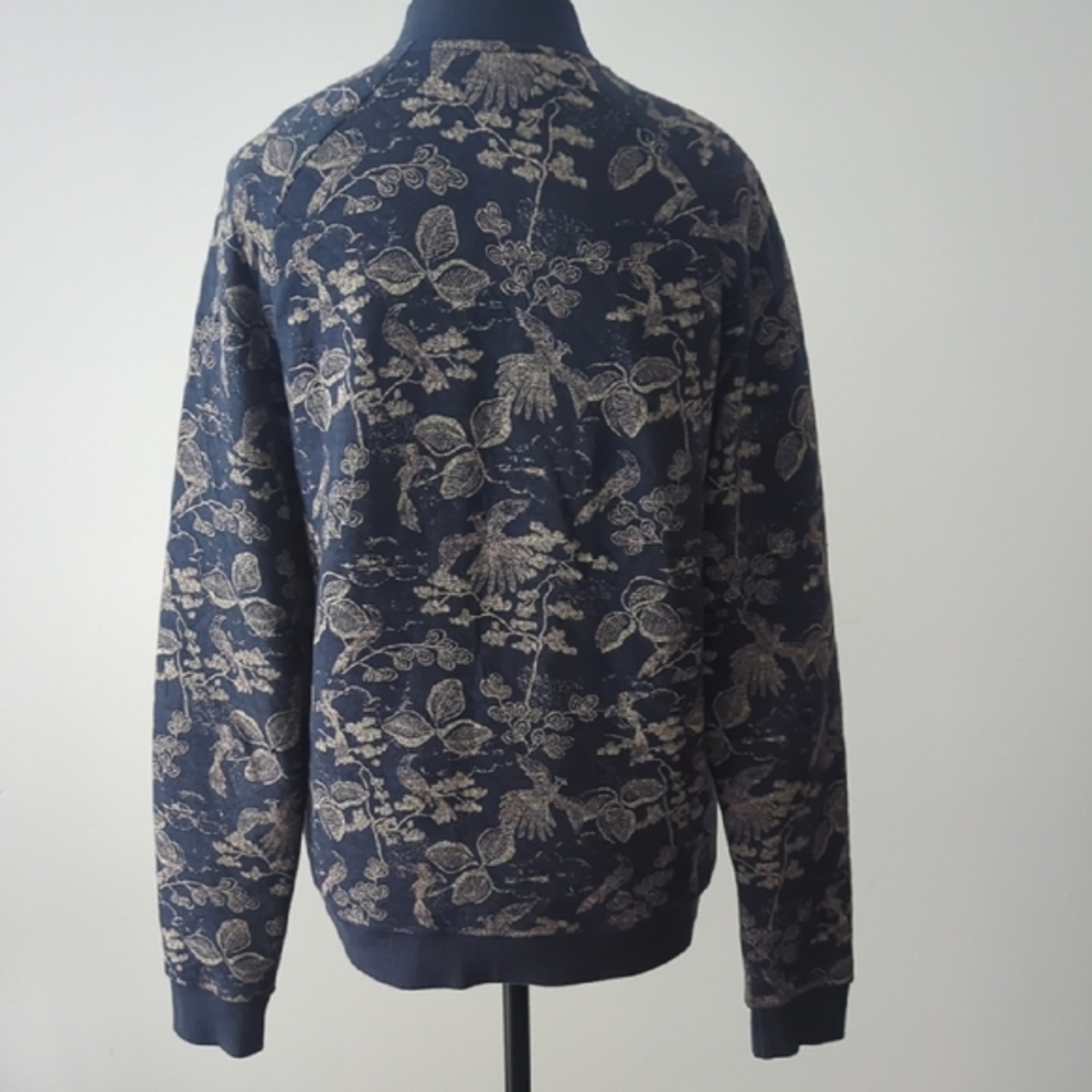 Frank + Oak Quilted Botanical Print Design Jacket in Rich Navy - Picture 4 of 10